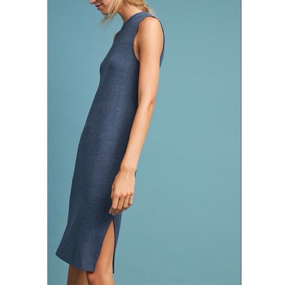 SOLD-Anthropologie Sleeveless Knit Blue Midi Dress - Picture 7 of 12